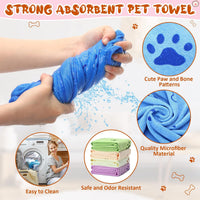 Irenare 12 Pack Dog Bath Towel Set 20'' x 39'' Microfiber - Multicolor - image 4