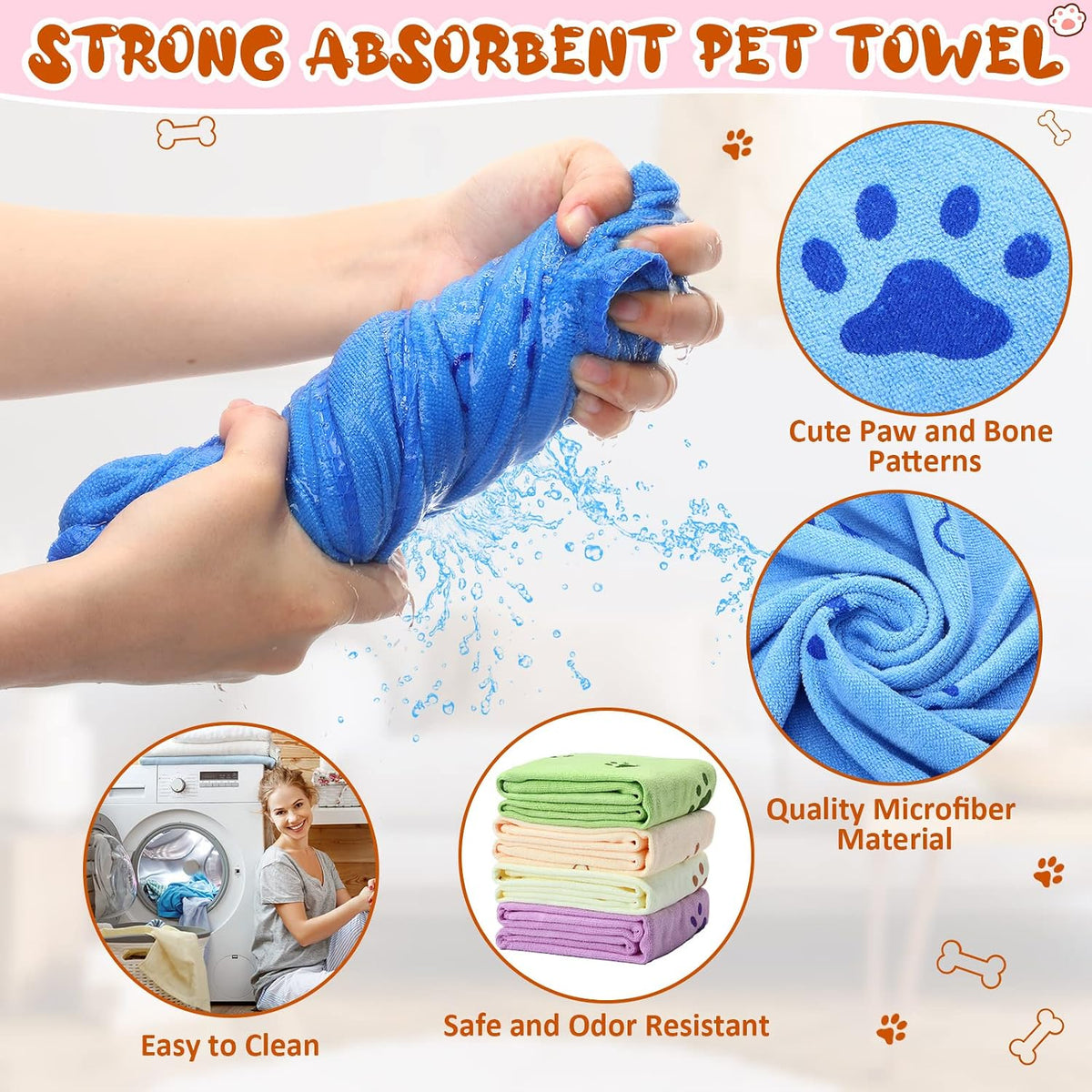 Irenare 12 Pack Dog Bath Towel Set 20'' x 39'' Microfiber - Multicolor - image 4
