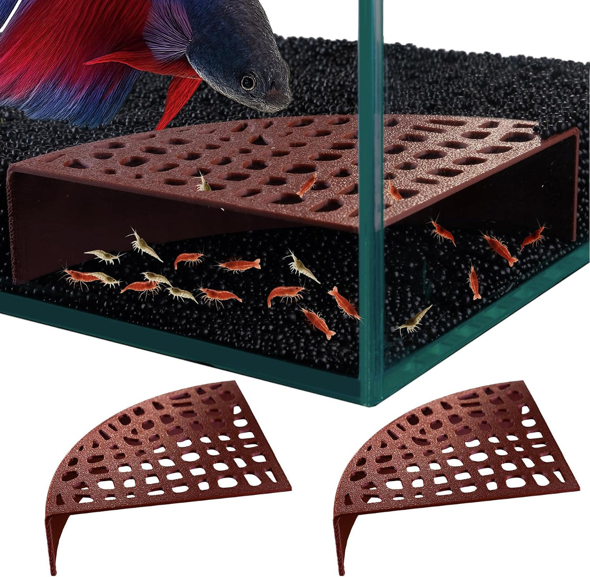 2-Pack Aquarium Shrimp Shelter Hide - Brown
