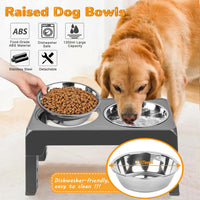 URPOWER Raised Dog Bowls 4 Height Adjustable Elevated Bowl Stand – Essentials for Dogs - Grey - image 4