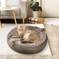 JOEJOY Small Dog Bed Cat Bed with Hooded Blanket - M(26" x 26" x 8") / Dark Brown - image 4
