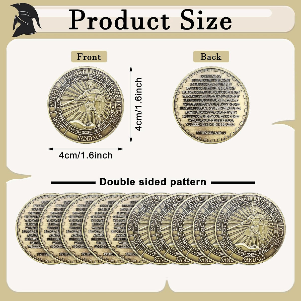 Nosiny 10 piece armor of God prayer coins in classic style alloy metal - view 35