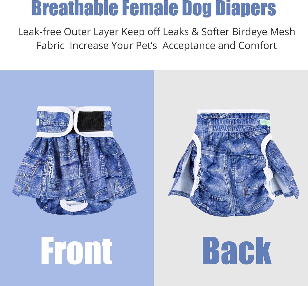 wegreeco Dog Diapers Female - Small (Pack of 3) / Classic Jeans - image 2