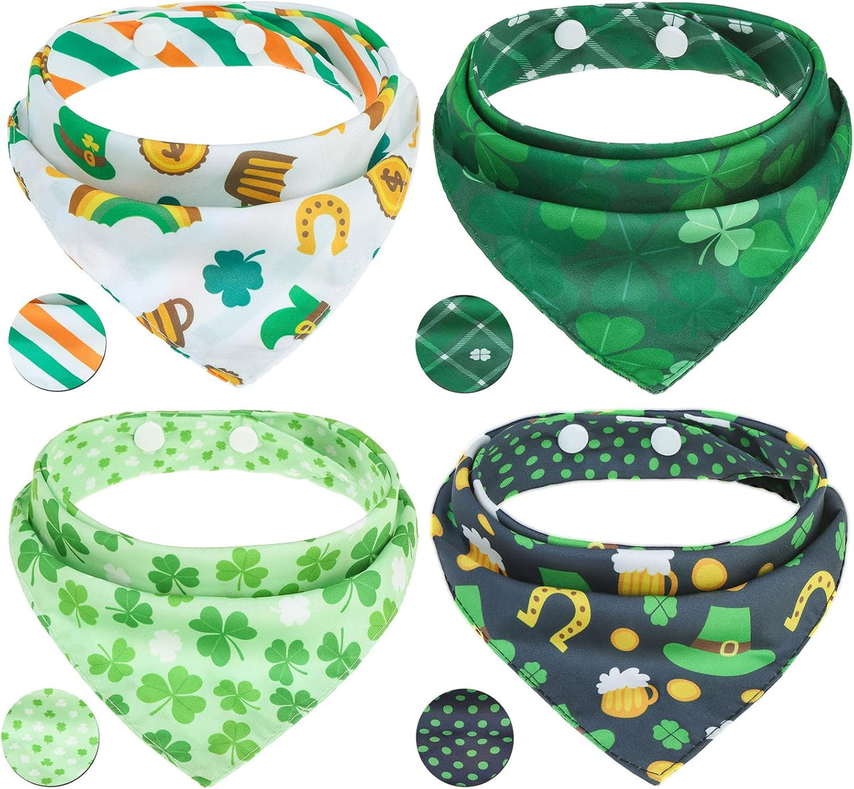 PAWCHIE Dog Bandanas Small Reversible Styles Pet Triangle Scarf Bibs - St. Patrick's Day Style / Small
