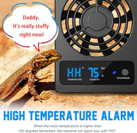 Reptile Ventilation Fan with Humidity Sensor and High-Temp Alarm - 2PCS-Black - image 3