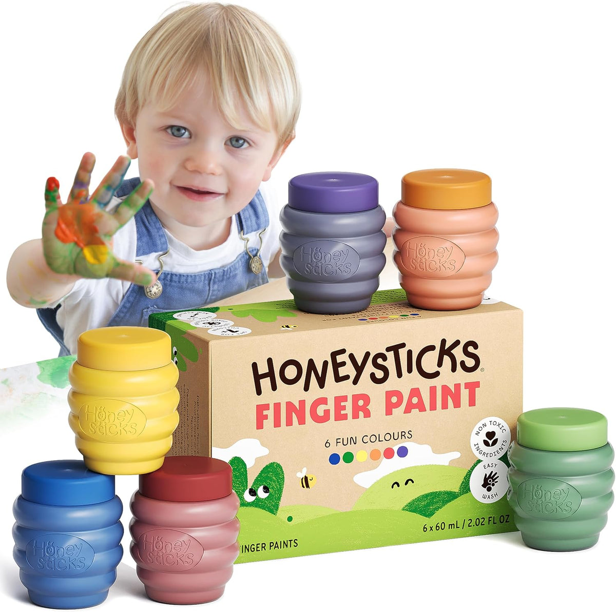 Honeysticks Non Toxic Finger Paint, Washable from Skin