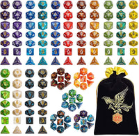 QMay 7 Sets Polyhedral Dice - 20 Colors (140pcs)