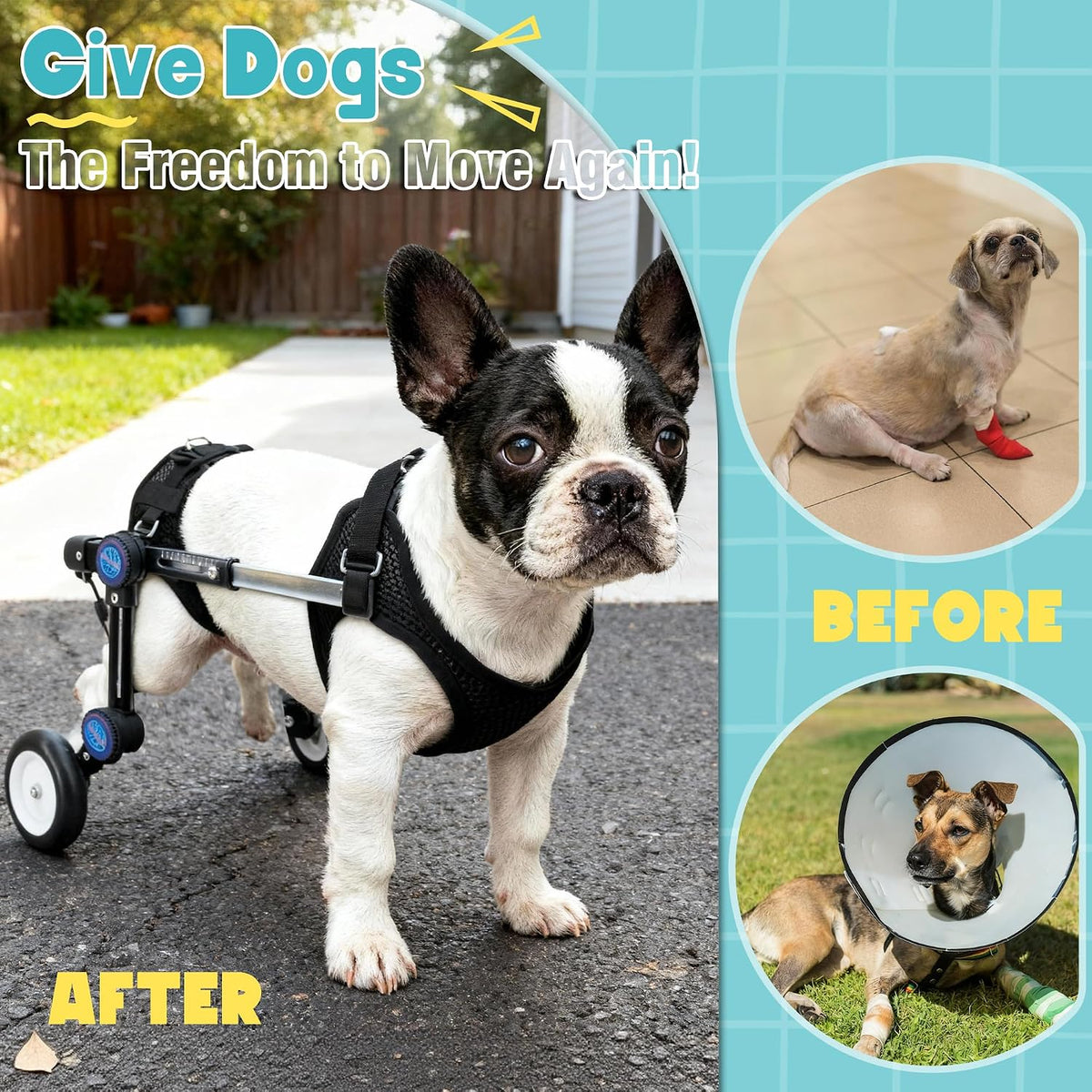 Dog Wheelchair for Back Legs, Adjustable Mobility Cart for Dog – Essentials for Dogs - Black for 6.3-11.3lb - image 3