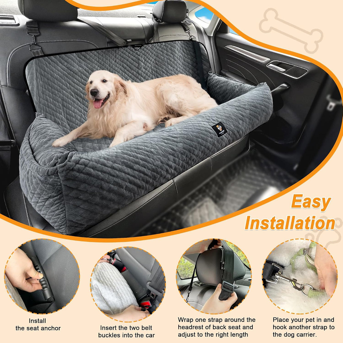 Dog Car Seat for Small Medium Dogs - Gray / Large - image 4