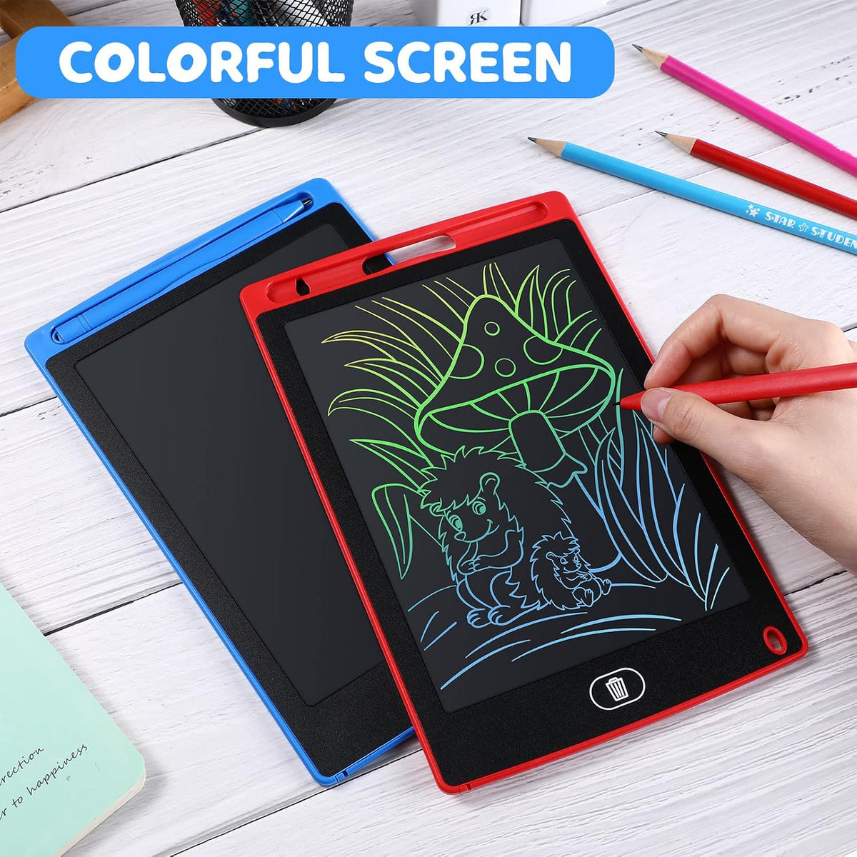 Zhehao LCD writing tablets for kids, 32 colorful 8.5 inch erasable doodle boards - view 10