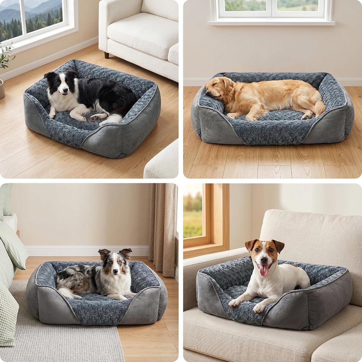 Rectangle Washable Orthopedic Dog Bed for Small - XL(35"x 25"x 9") / Grey - image 4