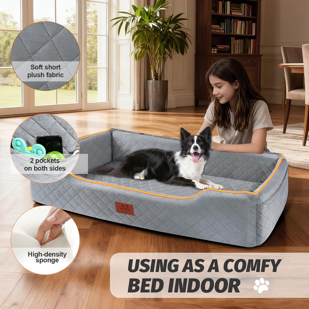 XIEEAOZEE Large Dog Car Seat for Pets Under 100 lbs - Gray - image 4