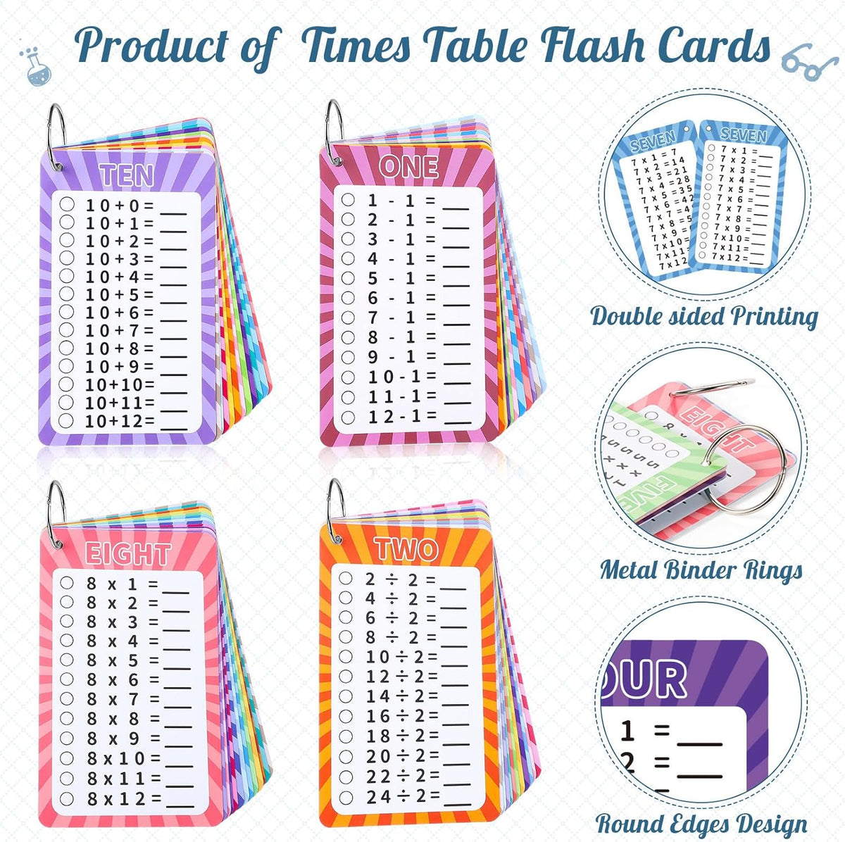13 Pcs Multiplication Flashcards 0-12 - Multi style - image 3