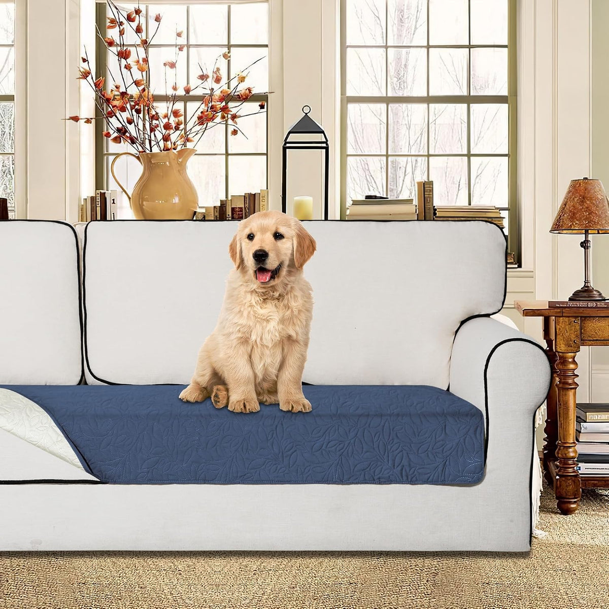Easy-Going Waterproof Dog Bed Cover Reversible Leak Proof Pet Blanket - Navy/Ivory / 30x70 Inch - image 2