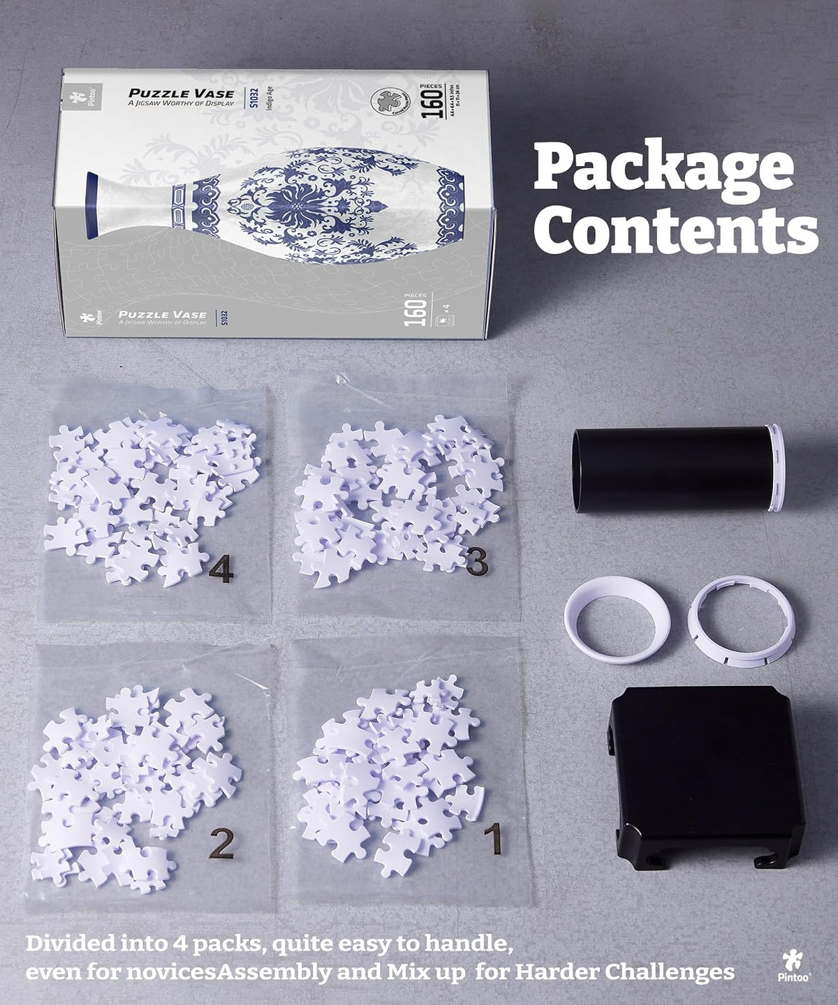 Pintoo Unique 3D Puzzle Vase for Adults - Indigo Age / 160 - image 3
