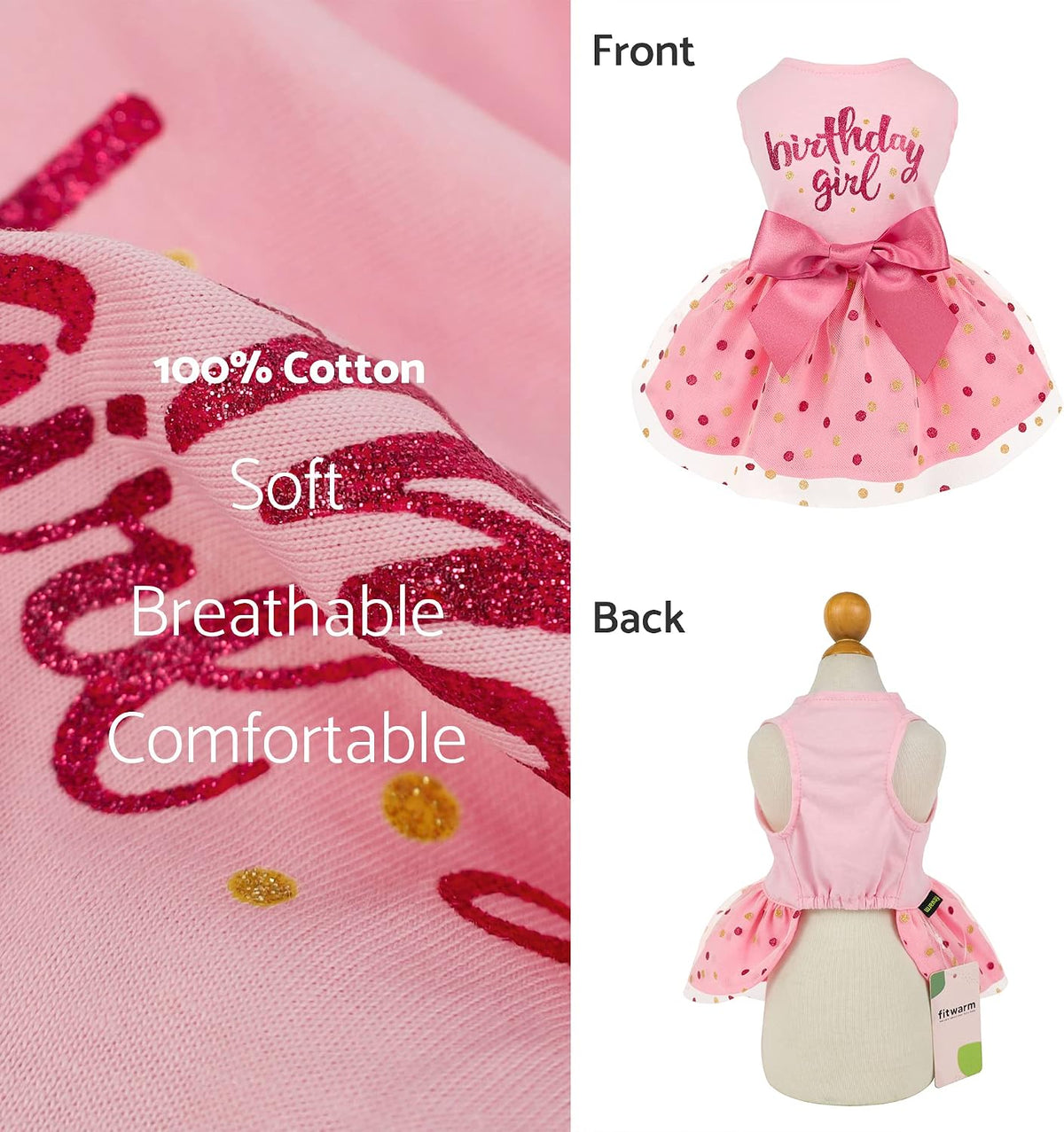 Fitwarm Birthday Girl Dog Tulle Dress - Small / Birthday Girl - image 2
