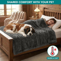 PetAmi Fluffy Sherpa Waterproof Dog Blanket for Small Pet Cat - Grey / Large (40x60) - image 4