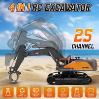 kolegend 1:14 RC Excavator 25 Channel 4 in 1 Construction Toys - Black - image 2
