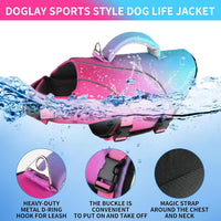 Doglay Dog Life Jacket, Swim Vest for Boating & Swimming - Xs :11.8"-16.5" (Ribcage Girth)- Single Handle / Pink+Aquagreen Gradient - image 2