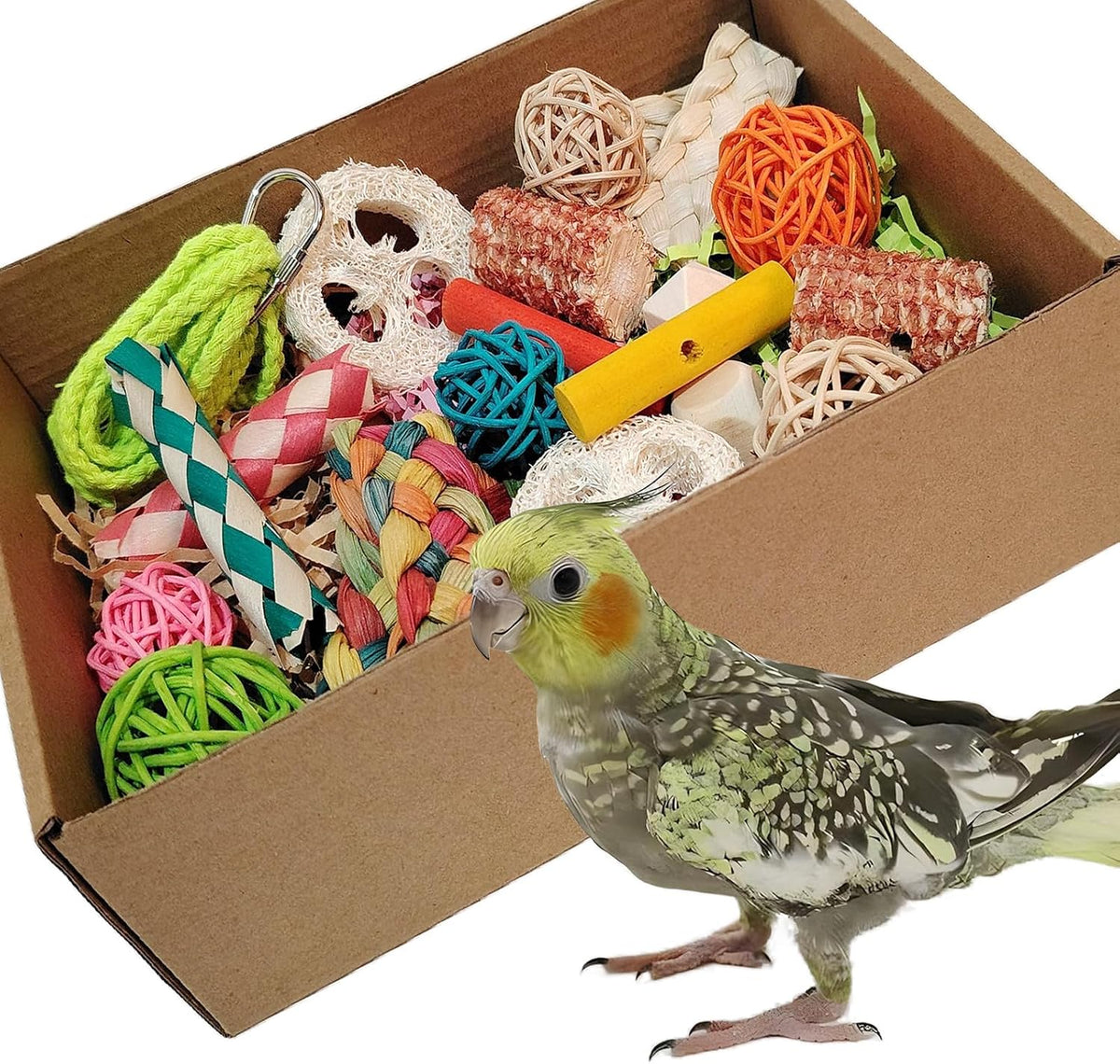 Bird Toys，Colorful Parrot Foraging and Tearing Toy Box – Essentials for Birds