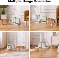 Automatic Cat Feeder, Gravity Cat Food Dispenser - 0.8 Gallon x 2 / White&Green - image 2