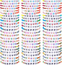 Ecation beaded friendship bracelets bulk set of 96 acrylic bead bracelets with glow letter beads - view 4