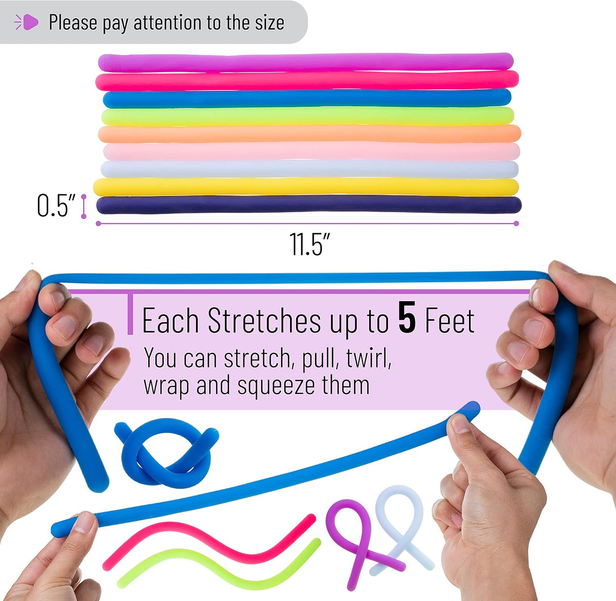 Mr. Pen, Monkey Noodle Fidget Toy, Colorful - Assorted Colors / 9 Pack - image 4