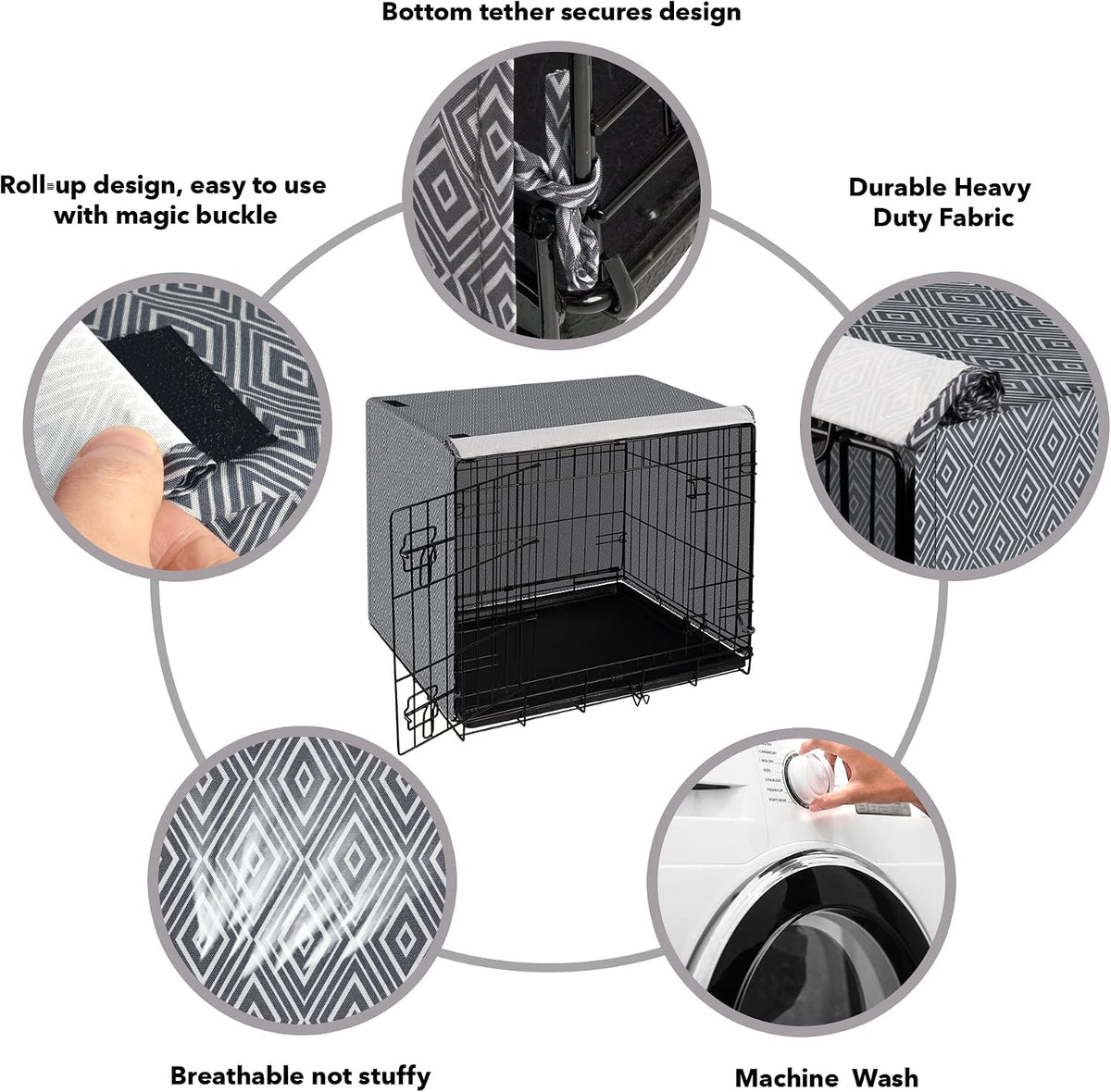 Pet Prime Dog Crate Cover for Wire Cages 36 Inch Indoor Breathable - 30 inch - image 2