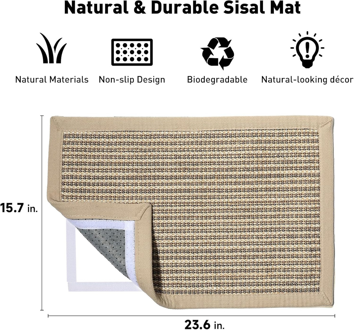 FUKUMARU Cat Scratcher Mat - Cream-Thicken-1 Pack-23.6 x 15.7 Inch - image 2