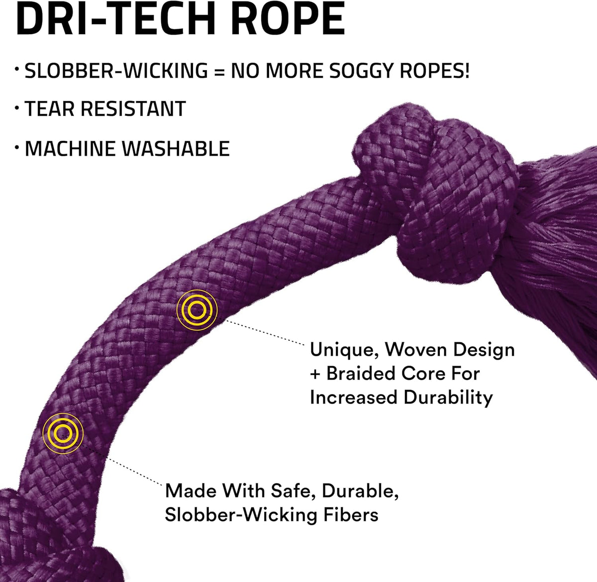 Playology Tug Rope Dog Toys for Large Dogs, Peanut Butter Scent - Medium / Bacon - image 2