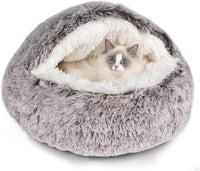 Cat Bed Cave, Cat Beds for Indoor Cats, Washable Hooded Cat Beds - 20.0"L x 20.0"W x 12.0"Th / Coffee