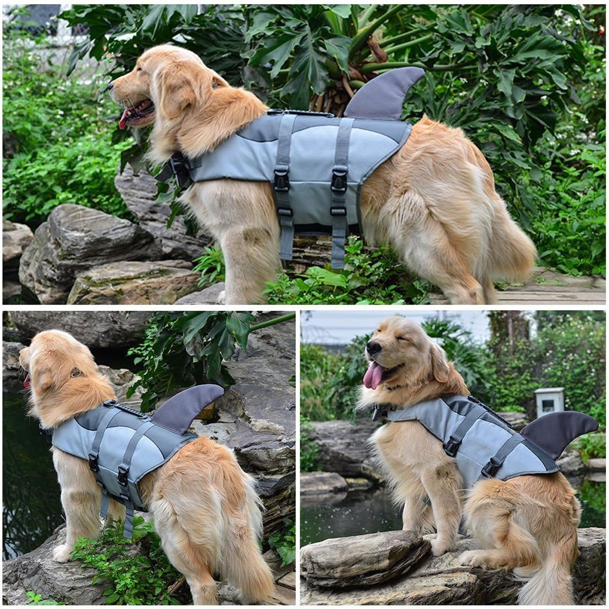 Dog Life Jackets, Saver Life Jacket, Swimming Vest Quick-Drying - Grey / Small - image 2