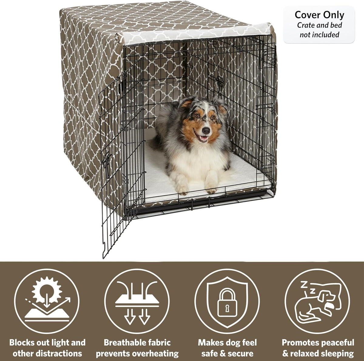 MidWest Homes for Pets Medium Dog Crate Cover - Brown Geometric Pattern / Fits 42 Inch Crate - image 3