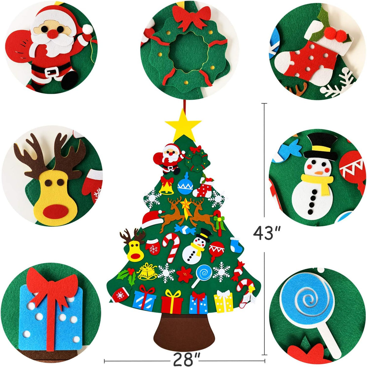 THAWAY DIY Felt Christmas Tree for Toddlers with 34 pcs Detachable - image 2