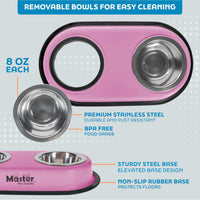 Master Pet Supply Double Dog Bowls Set with Elevated Base Black Velvet – Essentials for Dogs - Hyper Pink - image 3