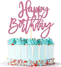 ZHUOWEISM 1 PCS Gold Happy Birthday & Anniversary Cake Topper – Fun for Kids & Family - Pink