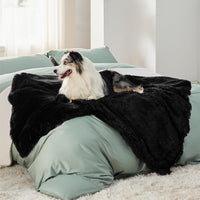 Bedsure Waterproof Dog Blankets for Large Dogs, Fluffy Faux Fur - Black / XL(50x60") - image 2