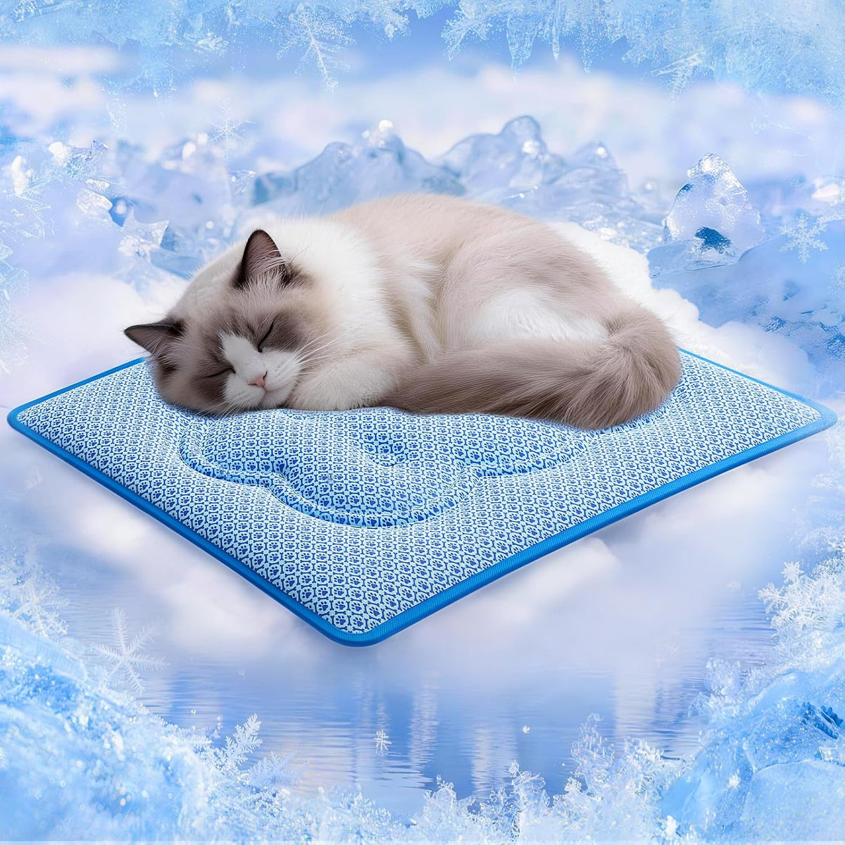 Dog Cooling Mat, Thick Cooling Mat for Extra Large Dogs with PCM & Thermochromic Tech, Dual-Sided - Small