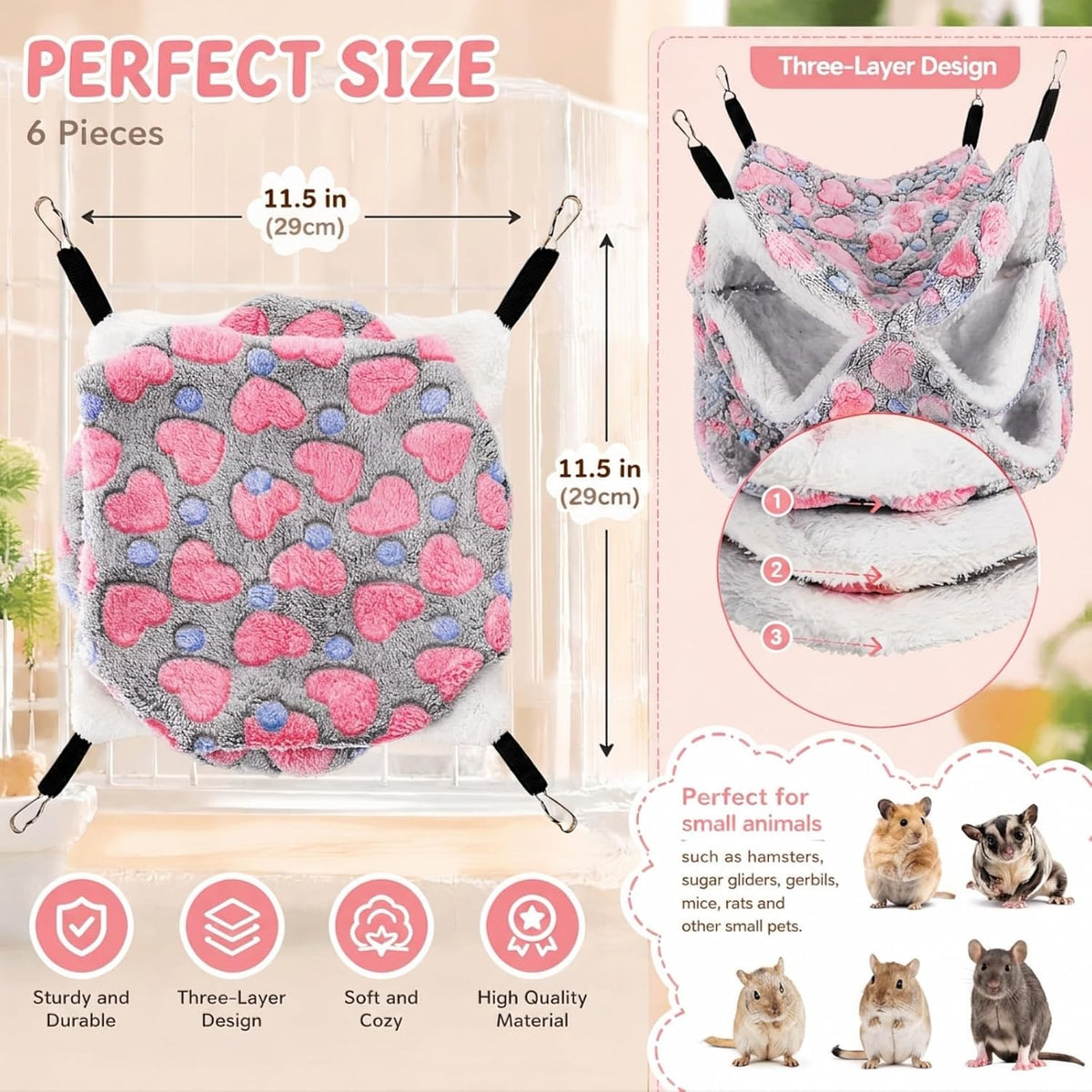 Covzoe 6 Pieces Rat Hammocks for Cage - image 2