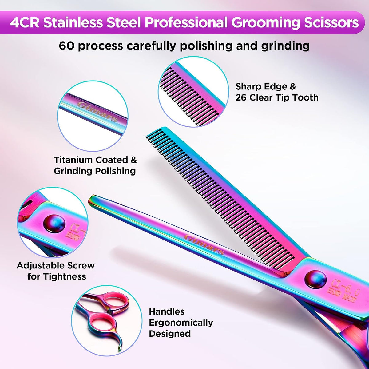 Gimars Titanium Coated Professional 6 in 1 4CR Stainless Steel Dog - Colorful 6 in 1 - image 3