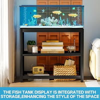 Heavy-Duty 40 Gallon Fish Tank Stand - 660LBS Capacity Metal Aquarium Stand with Dual-Layer Design, 36.6"x18.5"x30" Sleek Black Finish for Home & Office Terrariums
