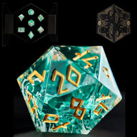 HEIMDALLR liquid core DND dice set in Fenrir's Shadow with glowing LED display box - view 7
