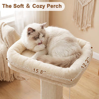 Tall Cat Scratching Post for Indoor Cats Adults with Carpet - White / Large（with bed） - image 4