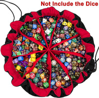 SIQUK Large Dice Bag with Pockets Big Capacity Dice Bag Drawstring - Black & Red - image 2