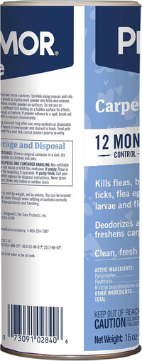 PETARMOR Home Carpet Powder for Fleas and Ticks, Protect Your Home From Fleas and Deodorizes Carpets, 16 Ounce