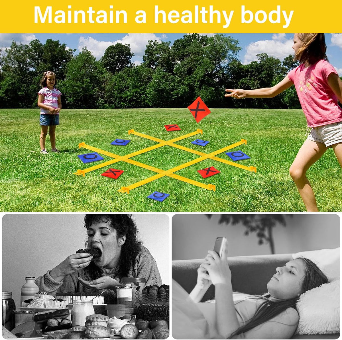 Giant Tic Tac Toe Outdoor Games for Kids Adults Family - Yellow 5 ft. * 5 ft - image 3