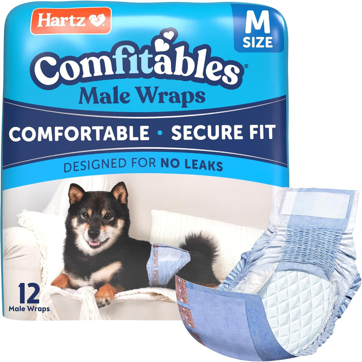 Hartz Comfitables Disposable Male Dog Wraps Stretchy Waistband - Trial Pack / Medium