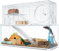 3 Tiers Large Hamster Cages Glass - 30"L x 12"W x 24"H