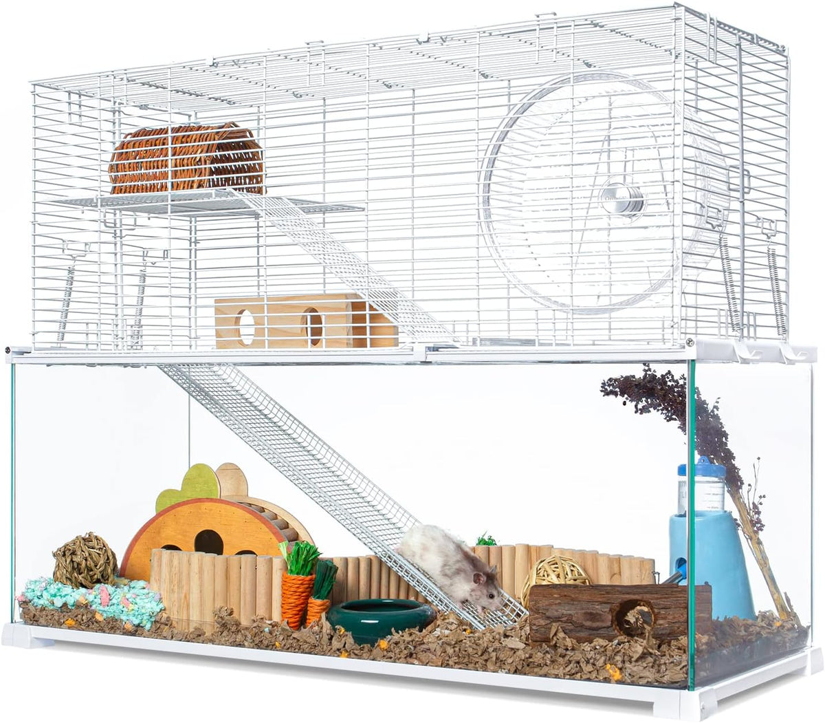 3 Tiers Large Hamster Cages Glass - 30"L x 12"W x 24"H