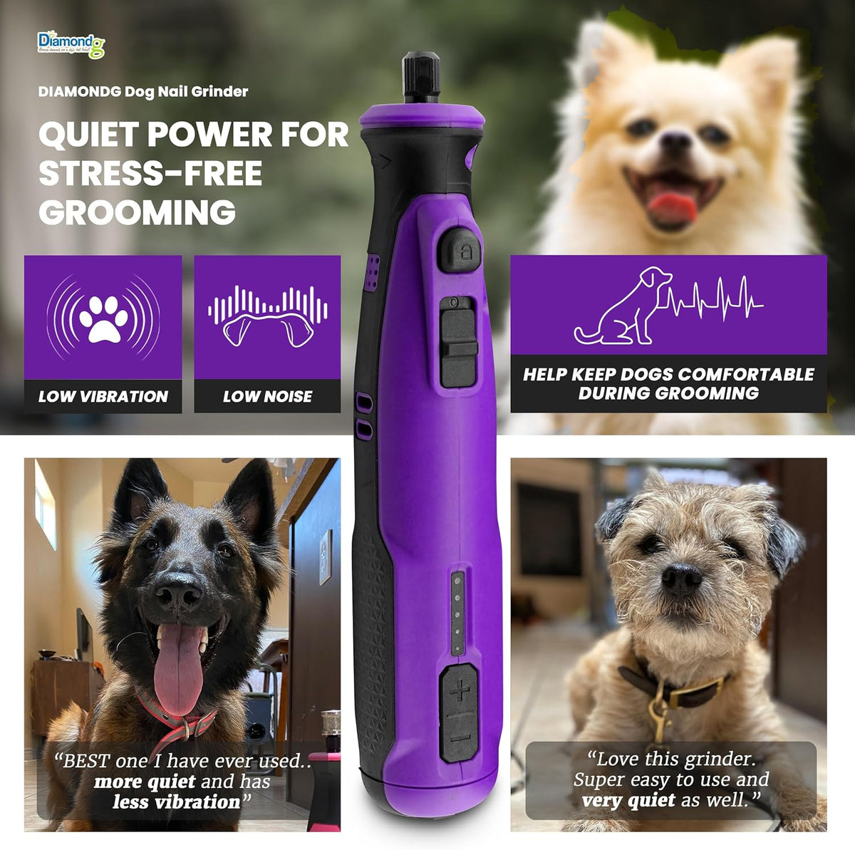 Diamondg cordless dog nail grinder with LED light tip and USB-C charging - view 2